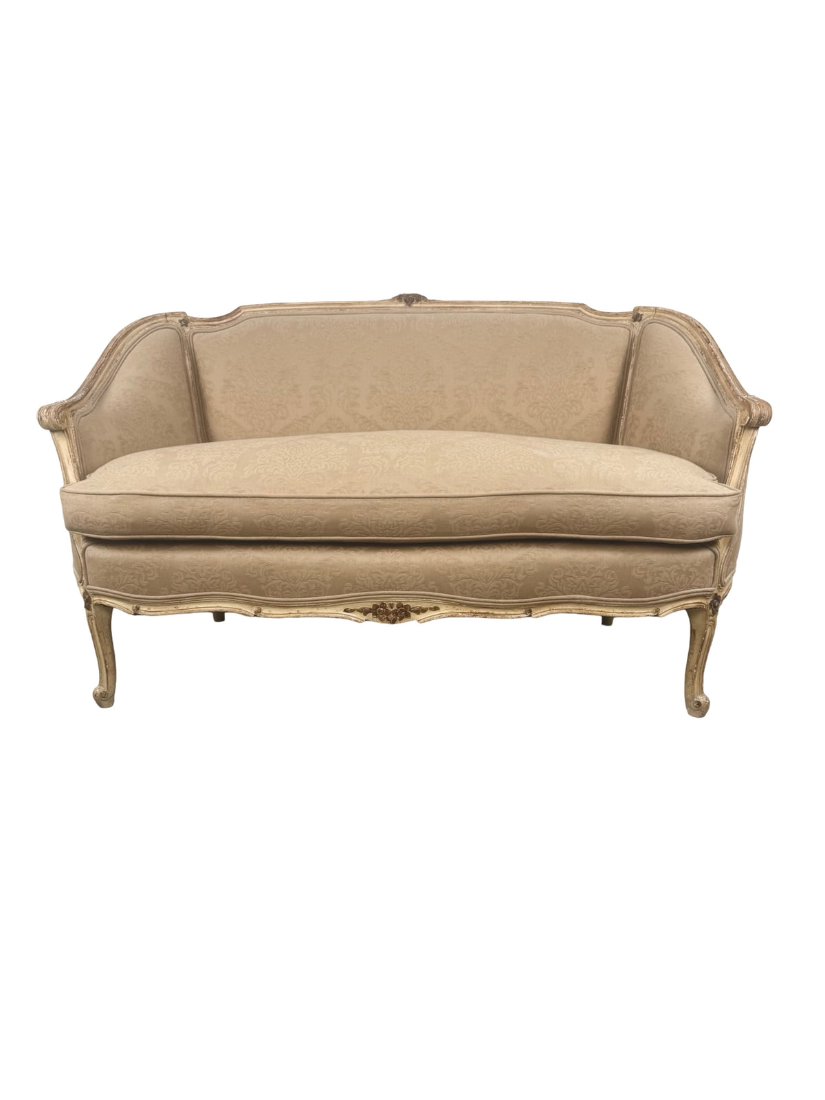Vintage Louis XV Revival Carved Giltwood Upholstered Settee