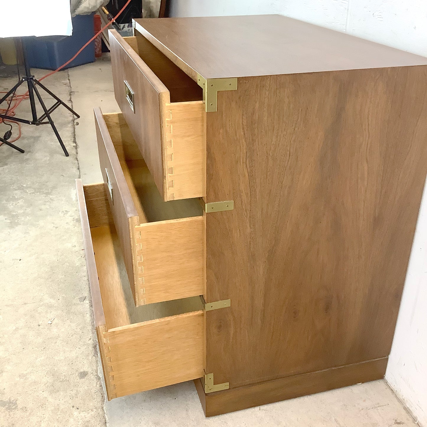 Vintage Three Drawer Campaign Dresser