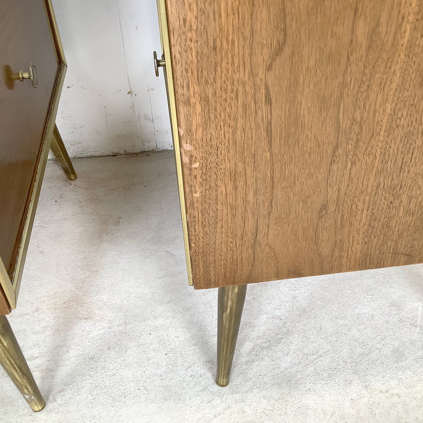 Mid-Century Brass Leg Nightstands- a Pair