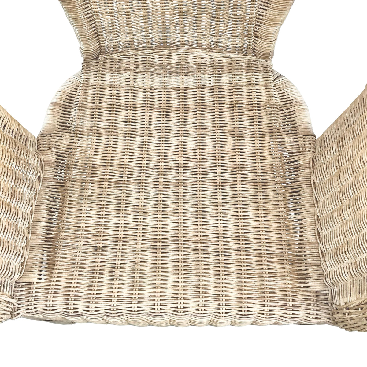 Vintage High-Back Woven Wicker Armchair