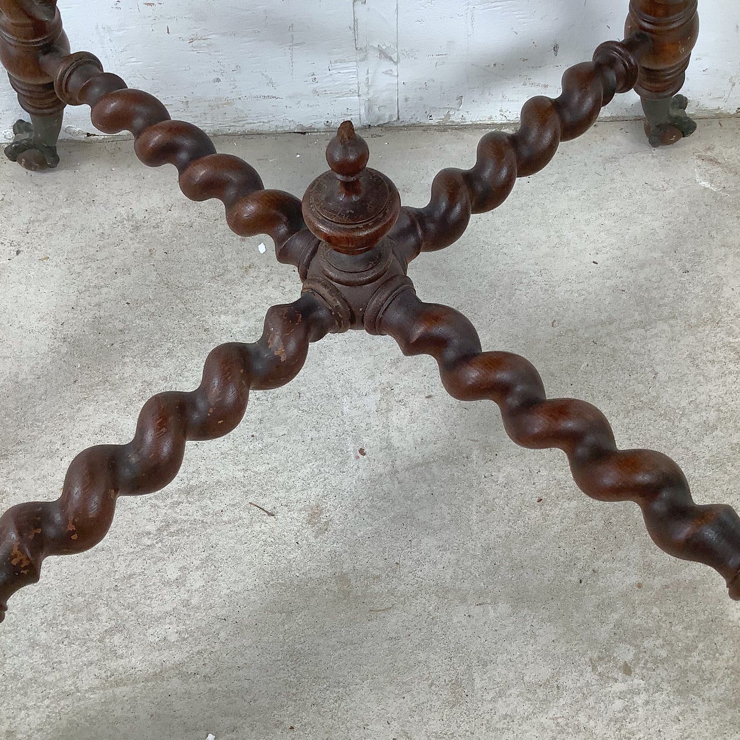 Antique Wood Table with Ball and Claw Feet