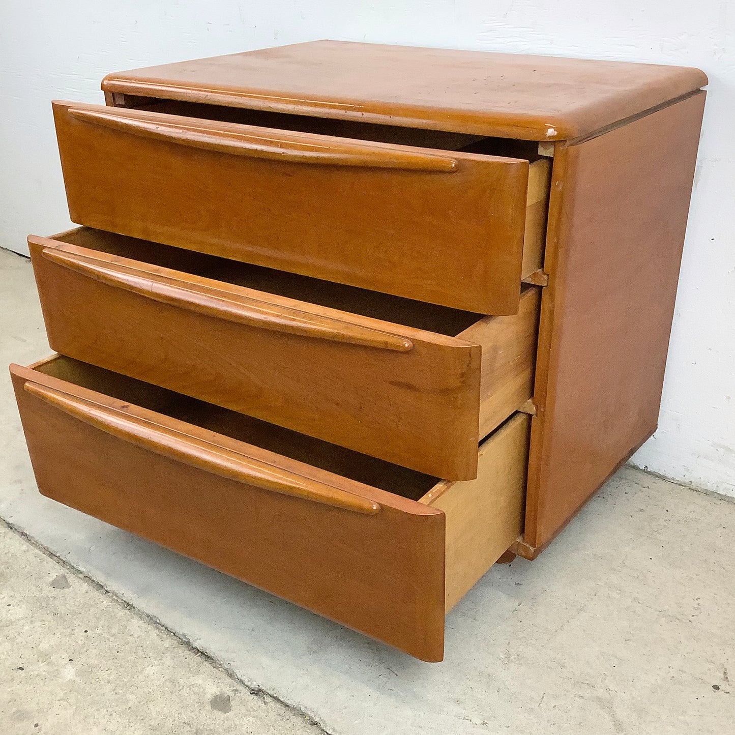 Vintage Three Drawer Bedside Dresser by Heywood Wakefield