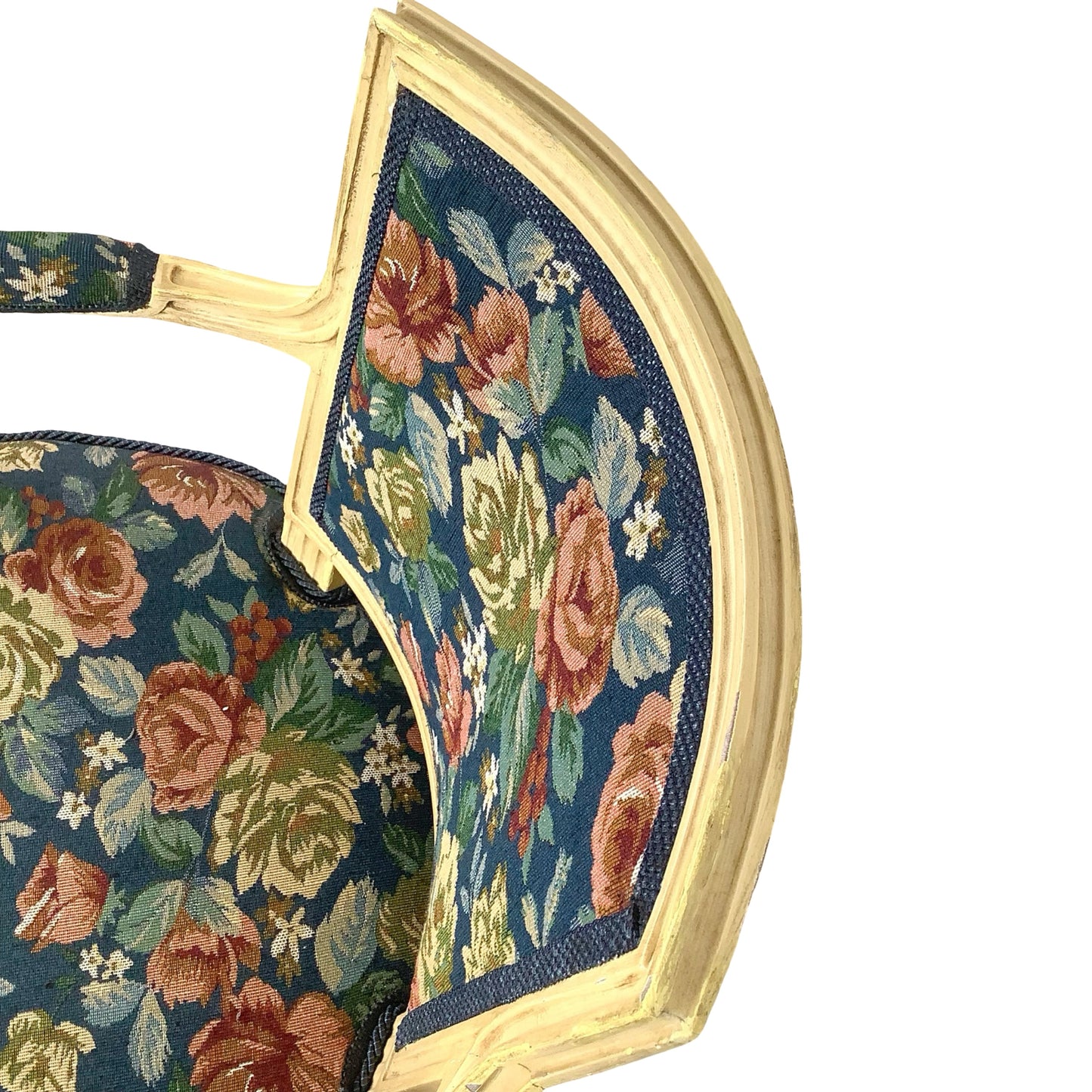 Vintage Louis XVI Style Painted Fauteuil | French Provincial Armchair  This painted fauteuil captures the timeless elegance of