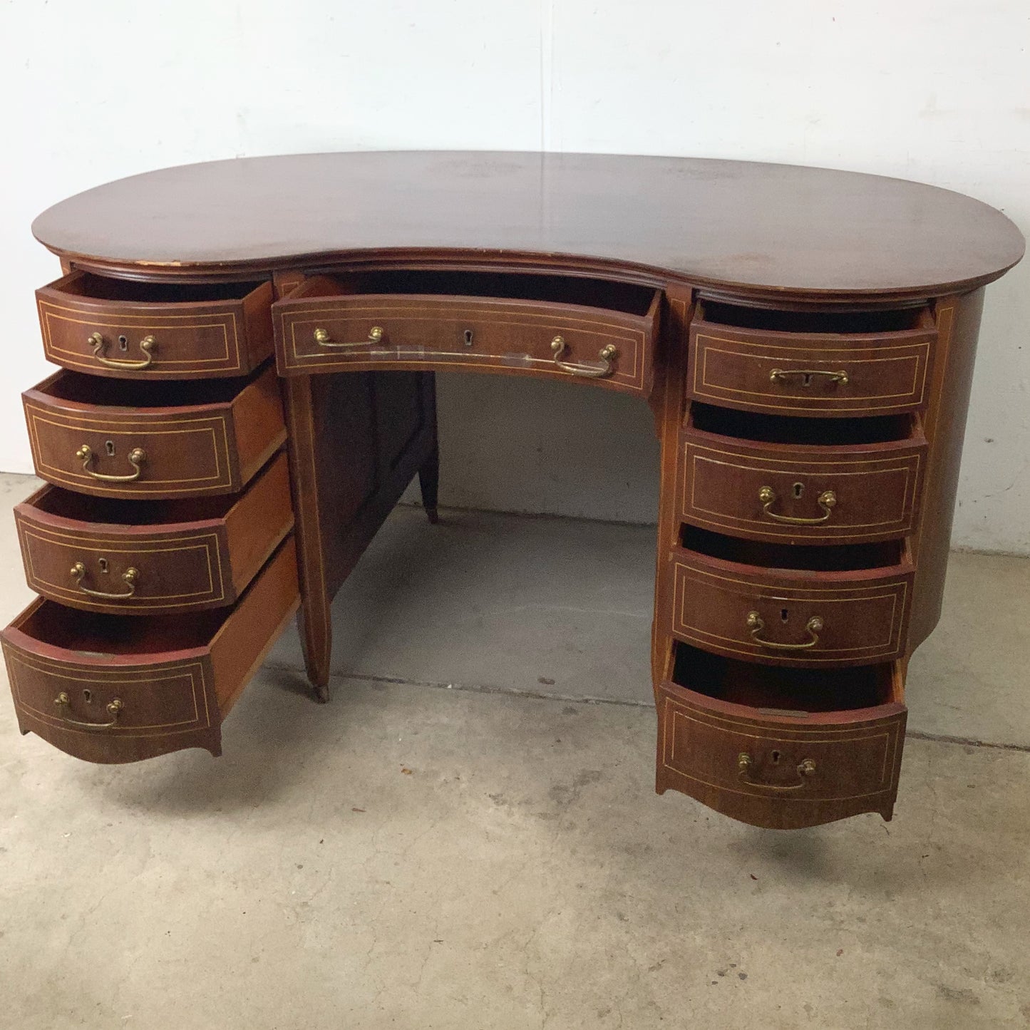 English Edwardian Mahogany Kidney Writing Desk