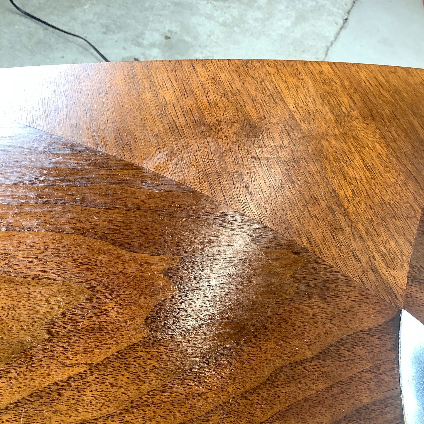 John Stuart Inc. Walnut Two-Tier End Table | Enamel Inlay | Splayed Legs | 1960s