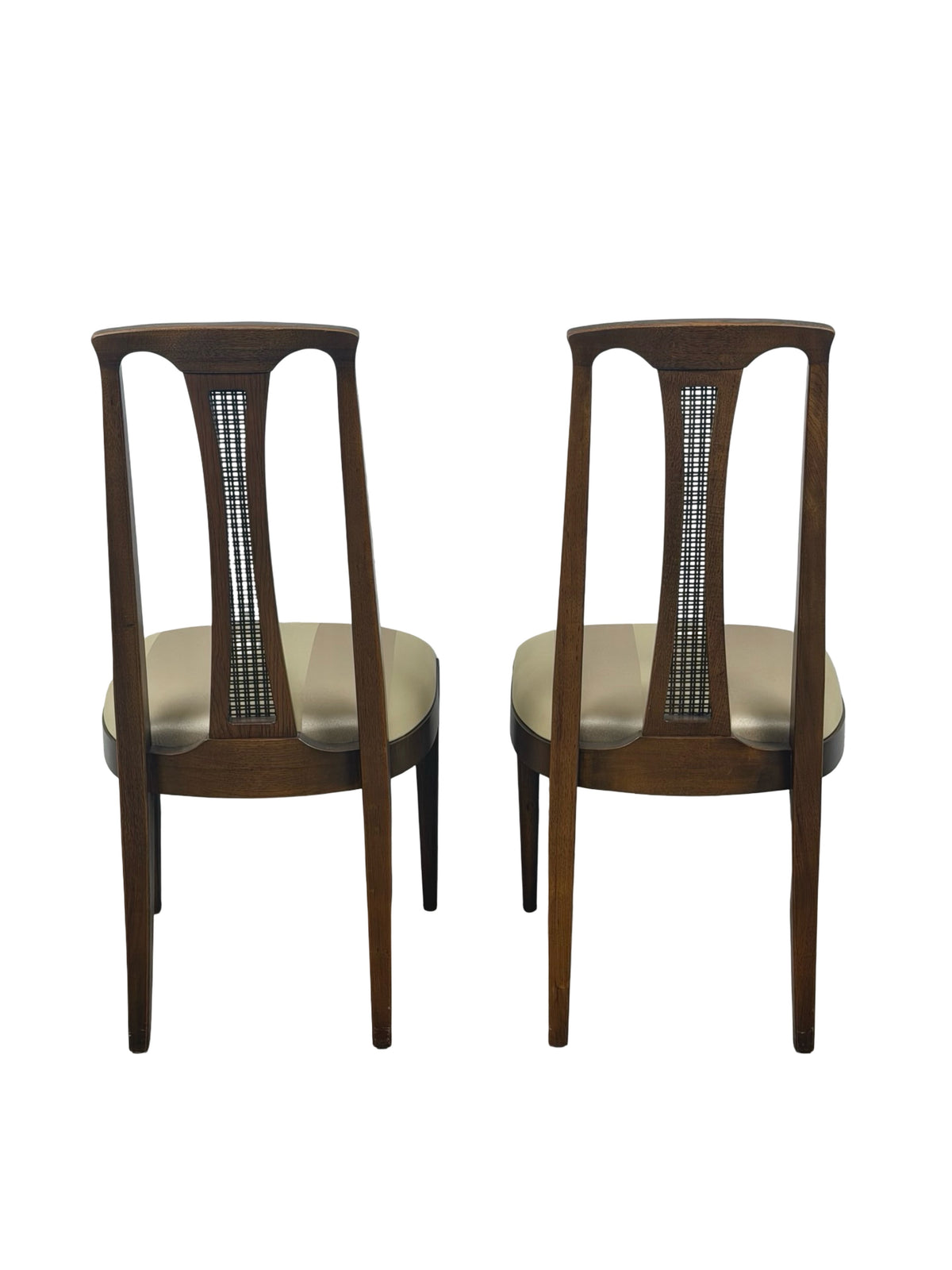Pair of Vintage Mid-Century Modern High-Back Cane Dining Chairs, Stamped Denmark