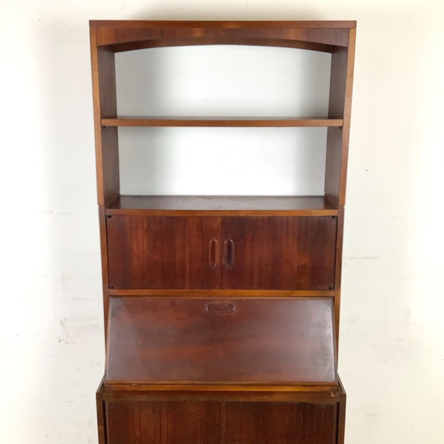 Vintage Mid-Century Modern Walnut Secretary Bookcase | Drop-Front Desk | c. 1960s