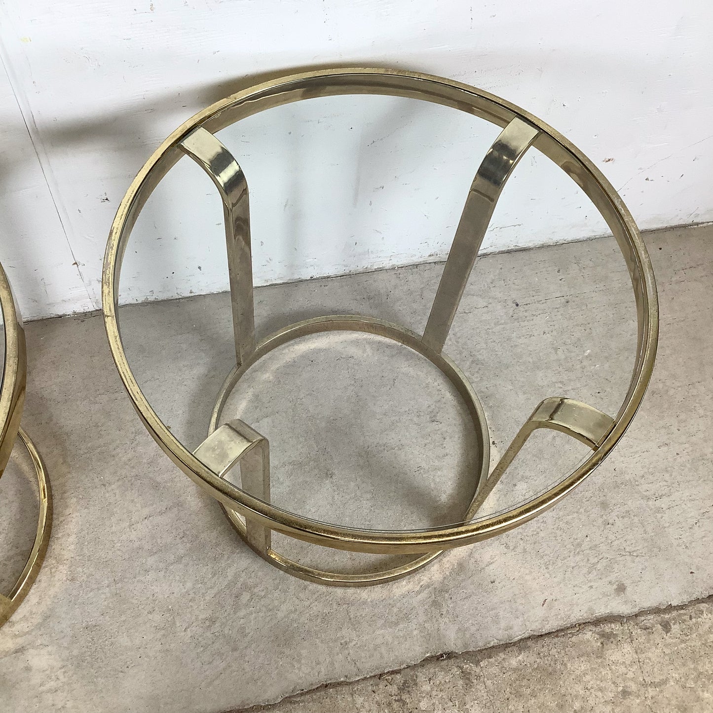 Pair of Vintage Brass and Glass Side Tables