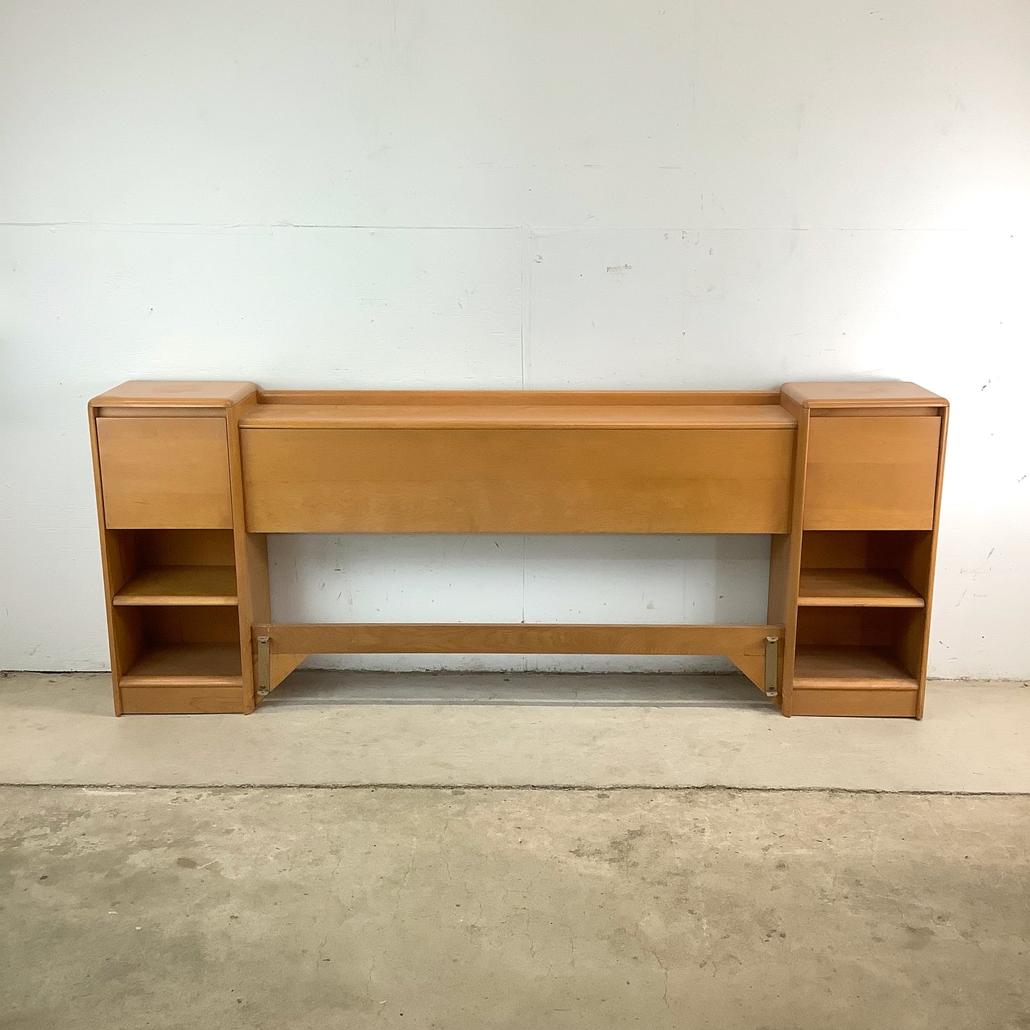 Vintage Storage Headboard With Built in Nightstands by Heywood-Wakefield