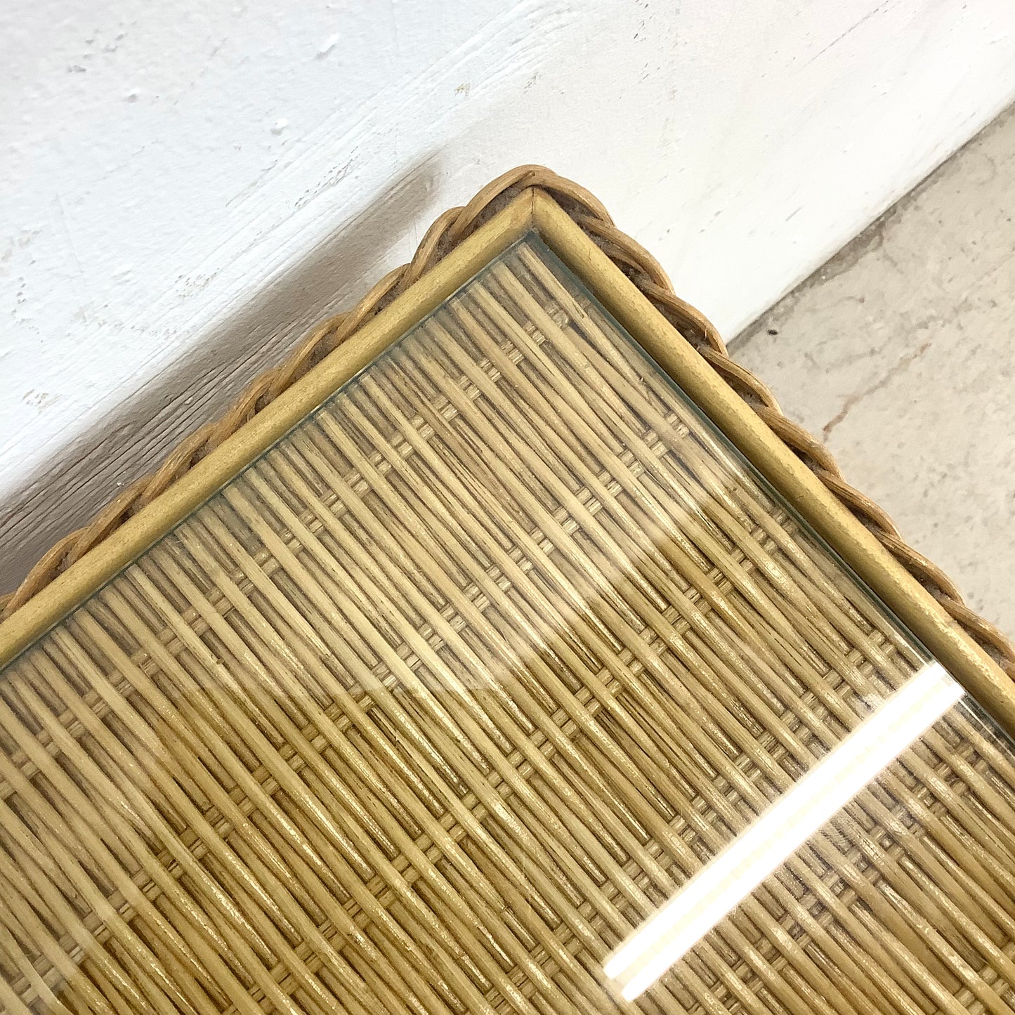 Vintage "Wicker" Two Drawer Nightstand by Henry Link