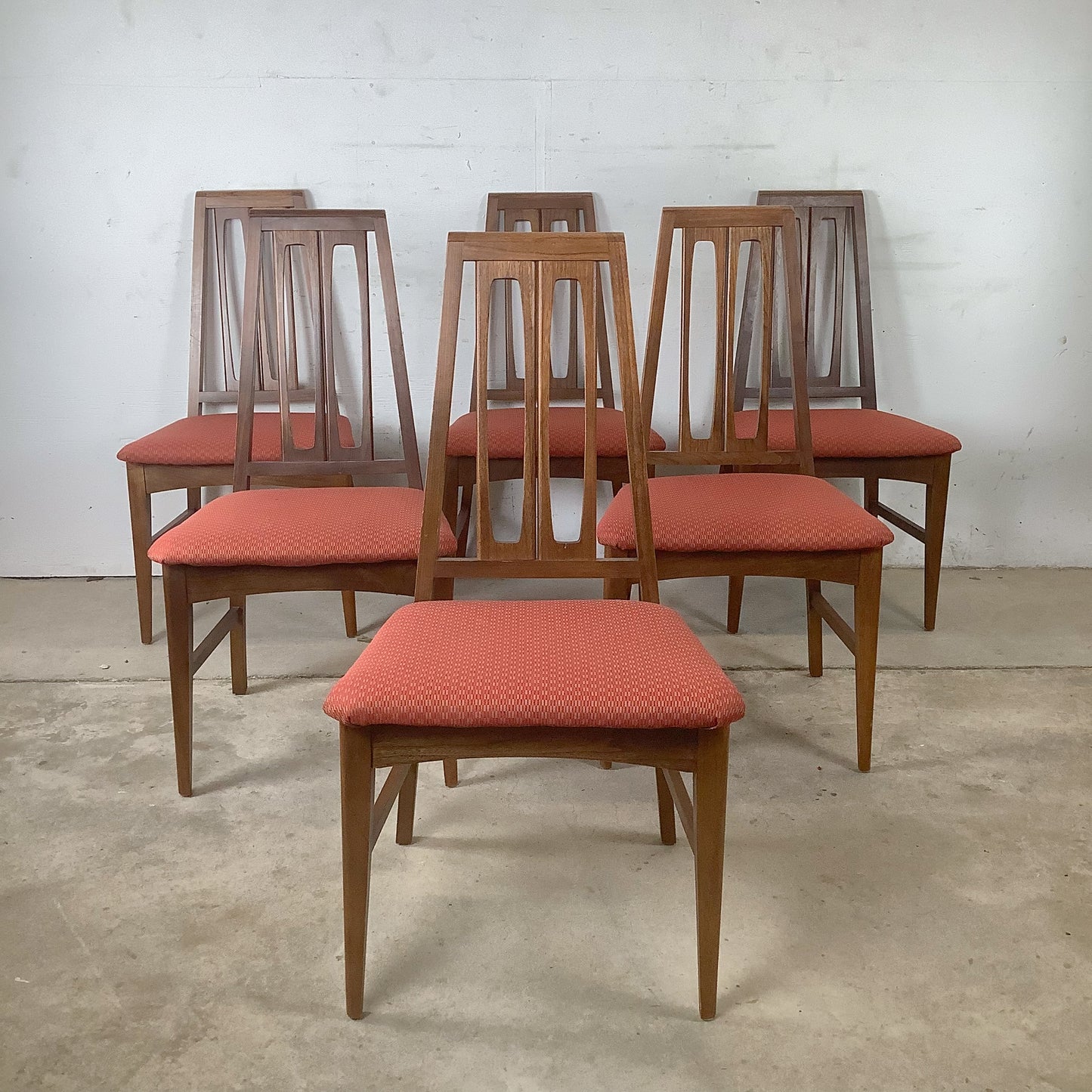 Young Manufacturing attr. Walnut High-Back Dining Chairs — A Set of Six MCM Chairs