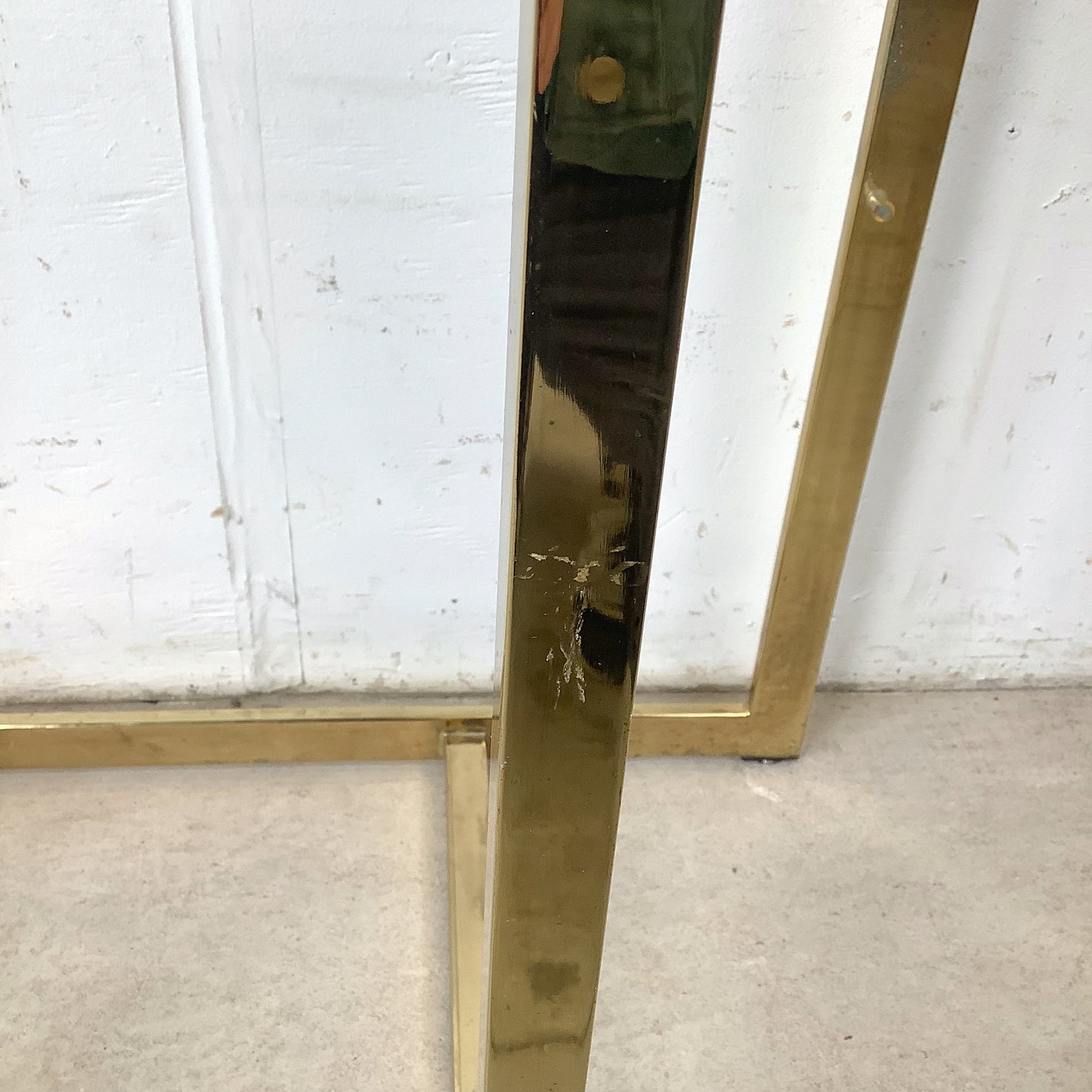 Architectural Brass and Glass Display Shelf, Vintage Modern