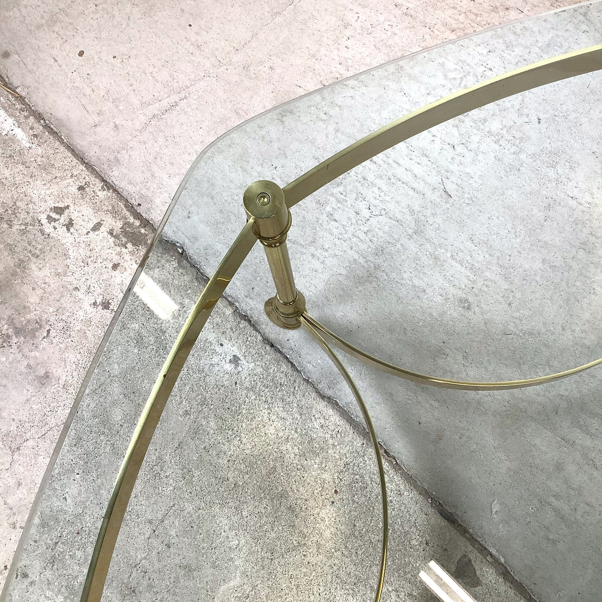 Sculptural Hollywood Regency Brass &amp; Glass Coffee Table