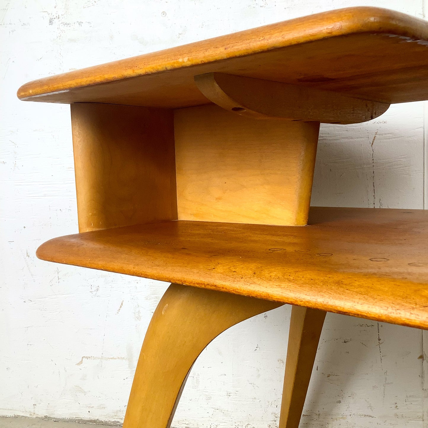 Vintage Heywood-Wakefield Birch Step End Table | Mid-Century Modern Two-Tier Side Table