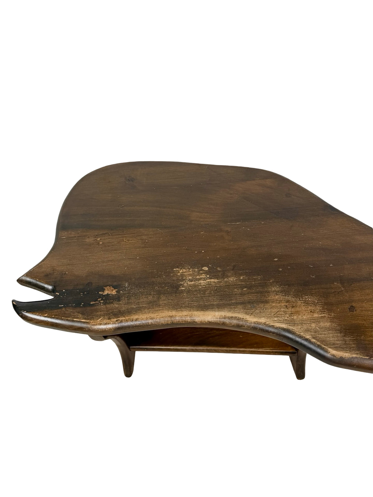 Vintage Folk Art Wooden Whale Shaped Coffee Table