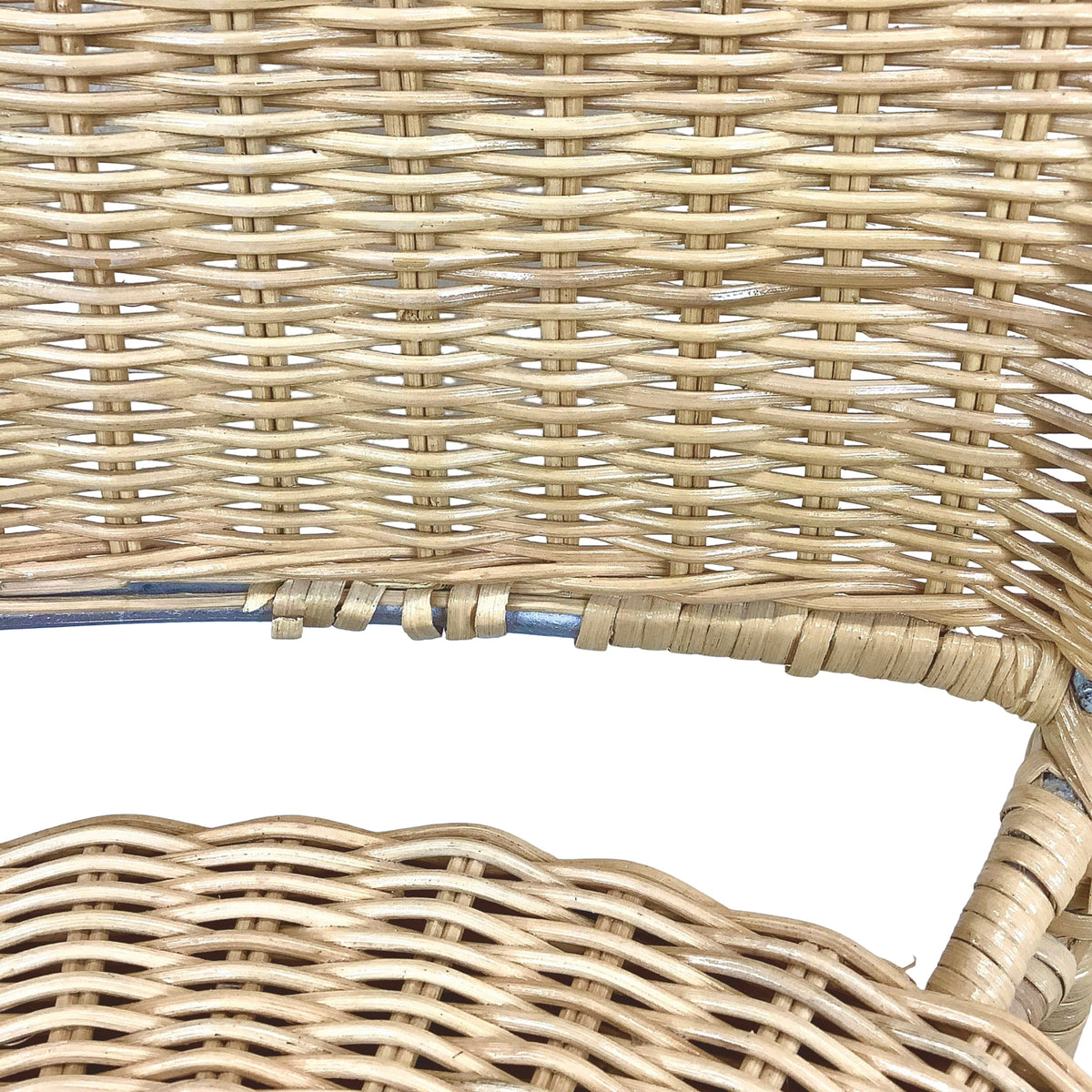 Vintage Woven Wicker & Rattan Side Chair with Cushion