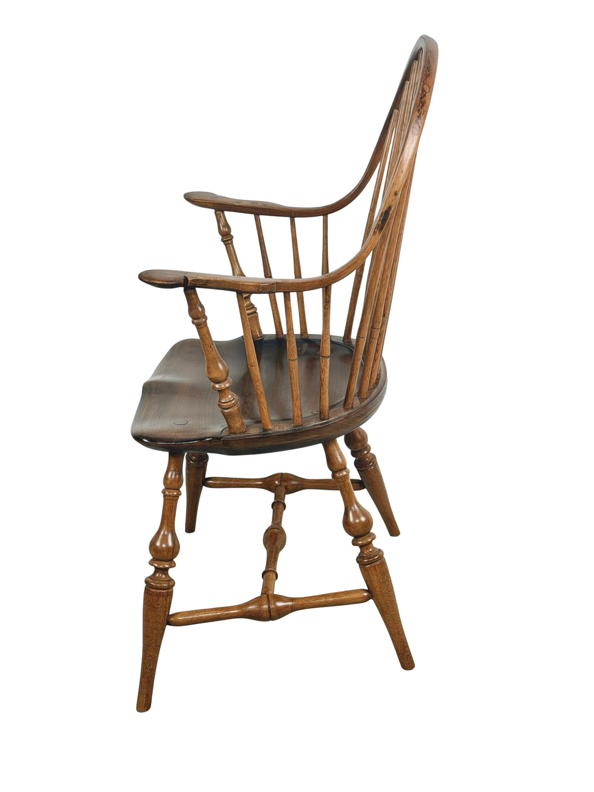 Antique Continuous-Arm Windsor Spindle-Back Wooden Chair