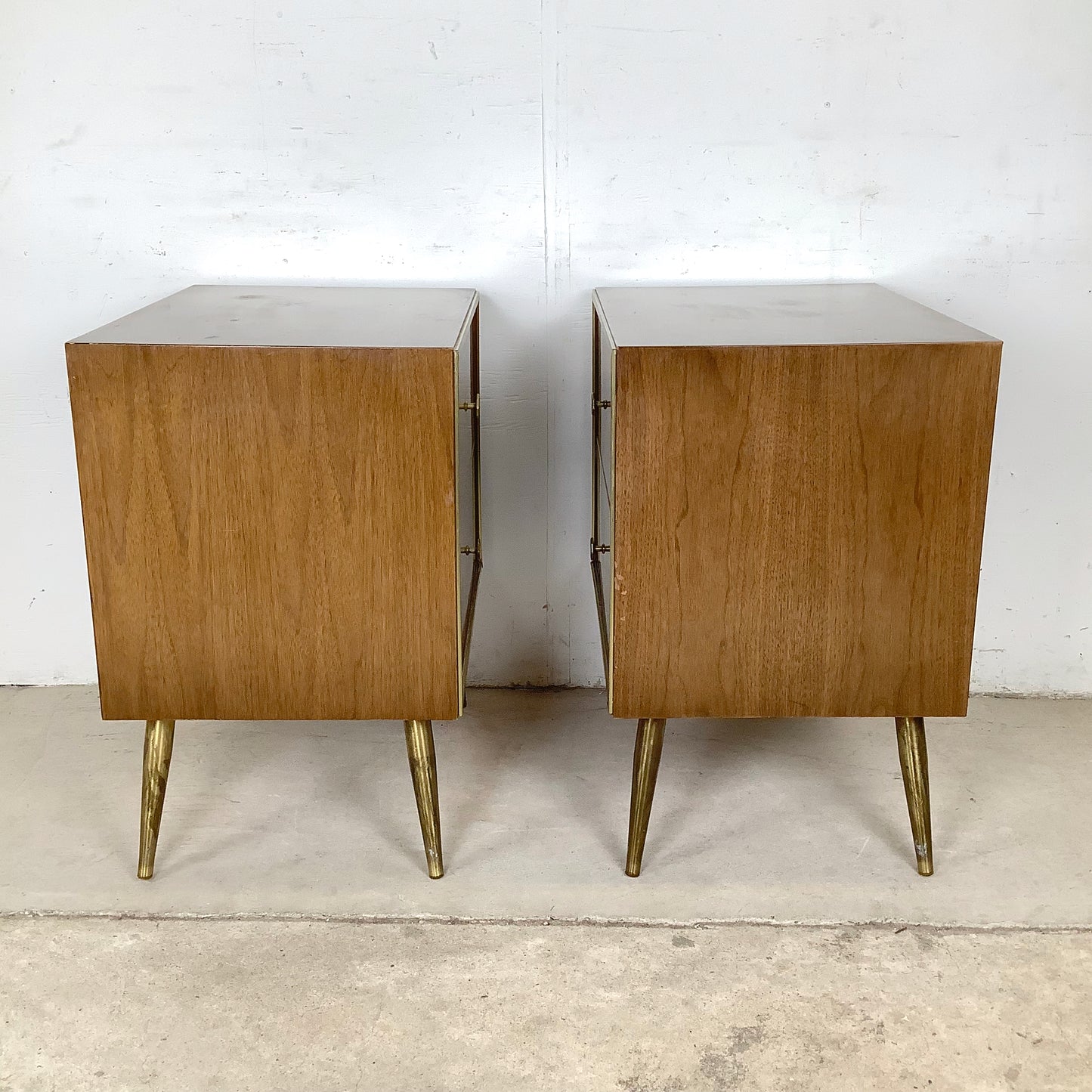 Mid-Century Brass Leg Nightstands- a Pair