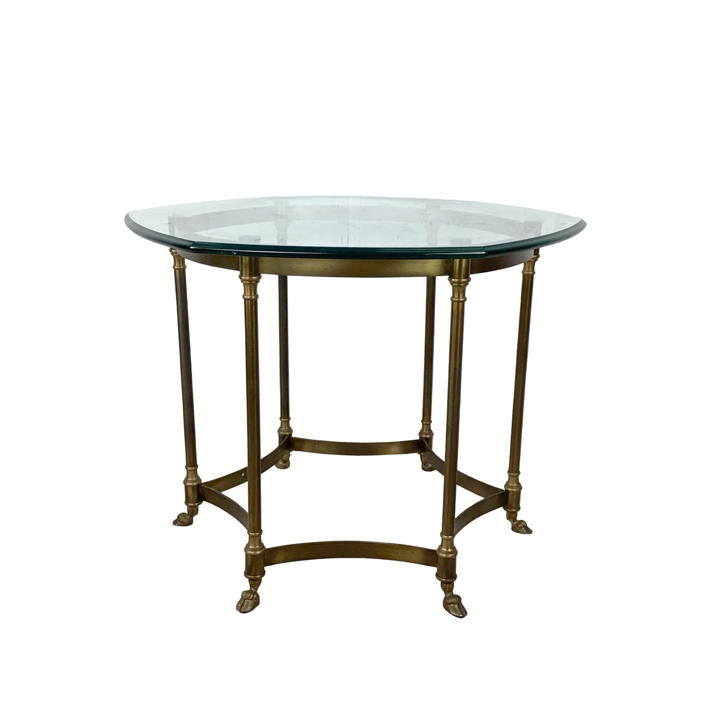 Vintage Brass & Octagonal Glass Accent Side Table in the Style of La Barge