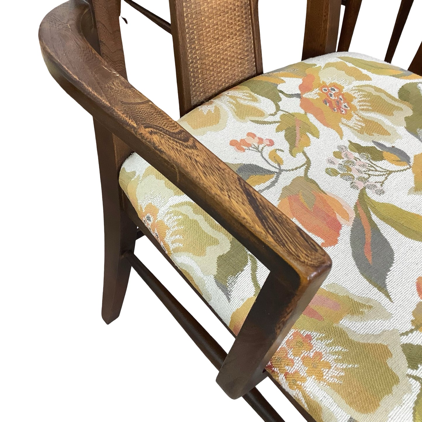 Vintage Mid-Century Modern Walnut & Cane Dining Chairs - Set of 6