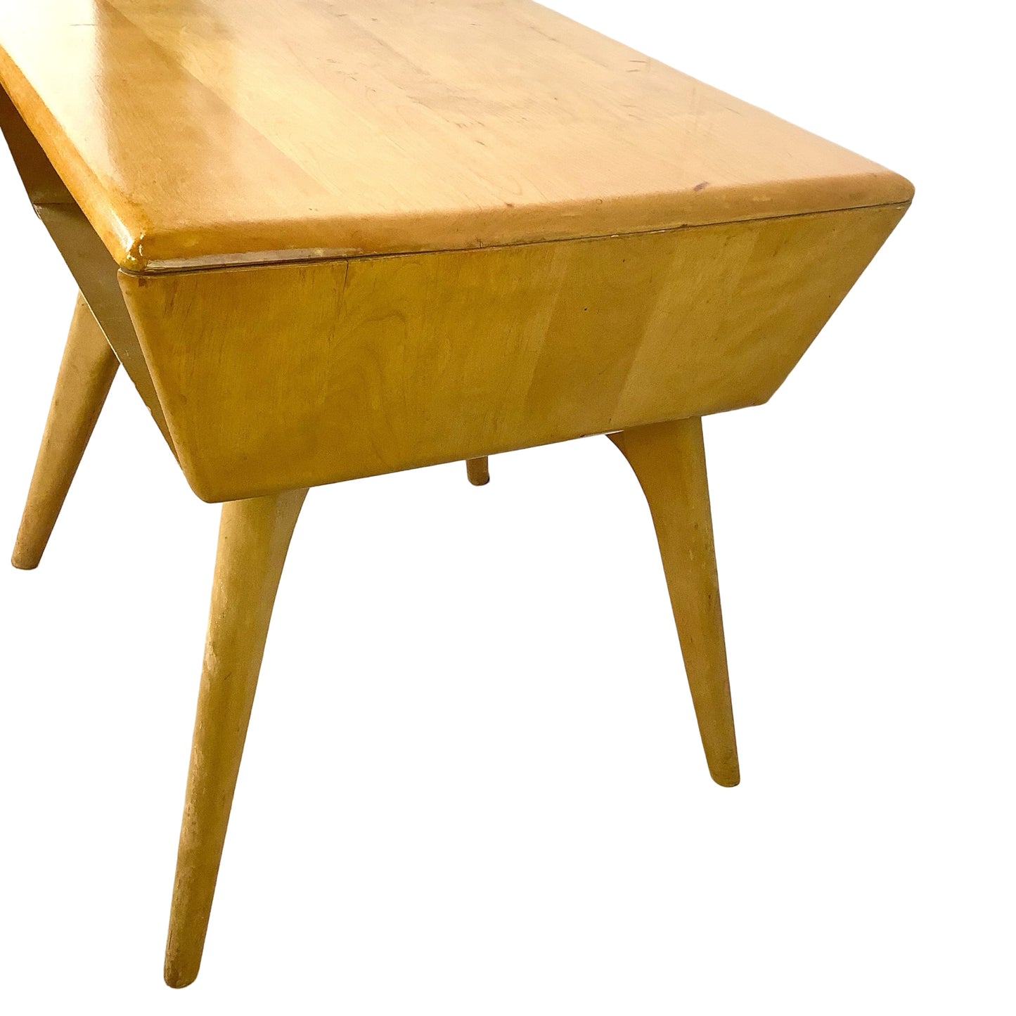 Heywood-Wakefield Solid Birch Encore Open Cubby Lamp Table (Wheat Finish)