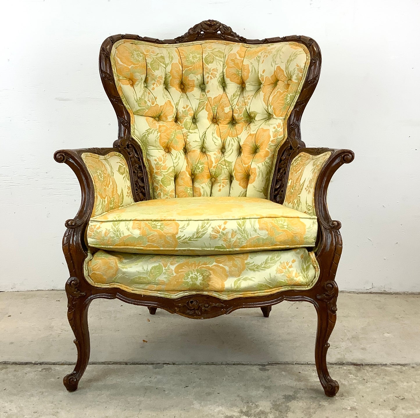 Vintage Louis XV Style Wingback Armchair