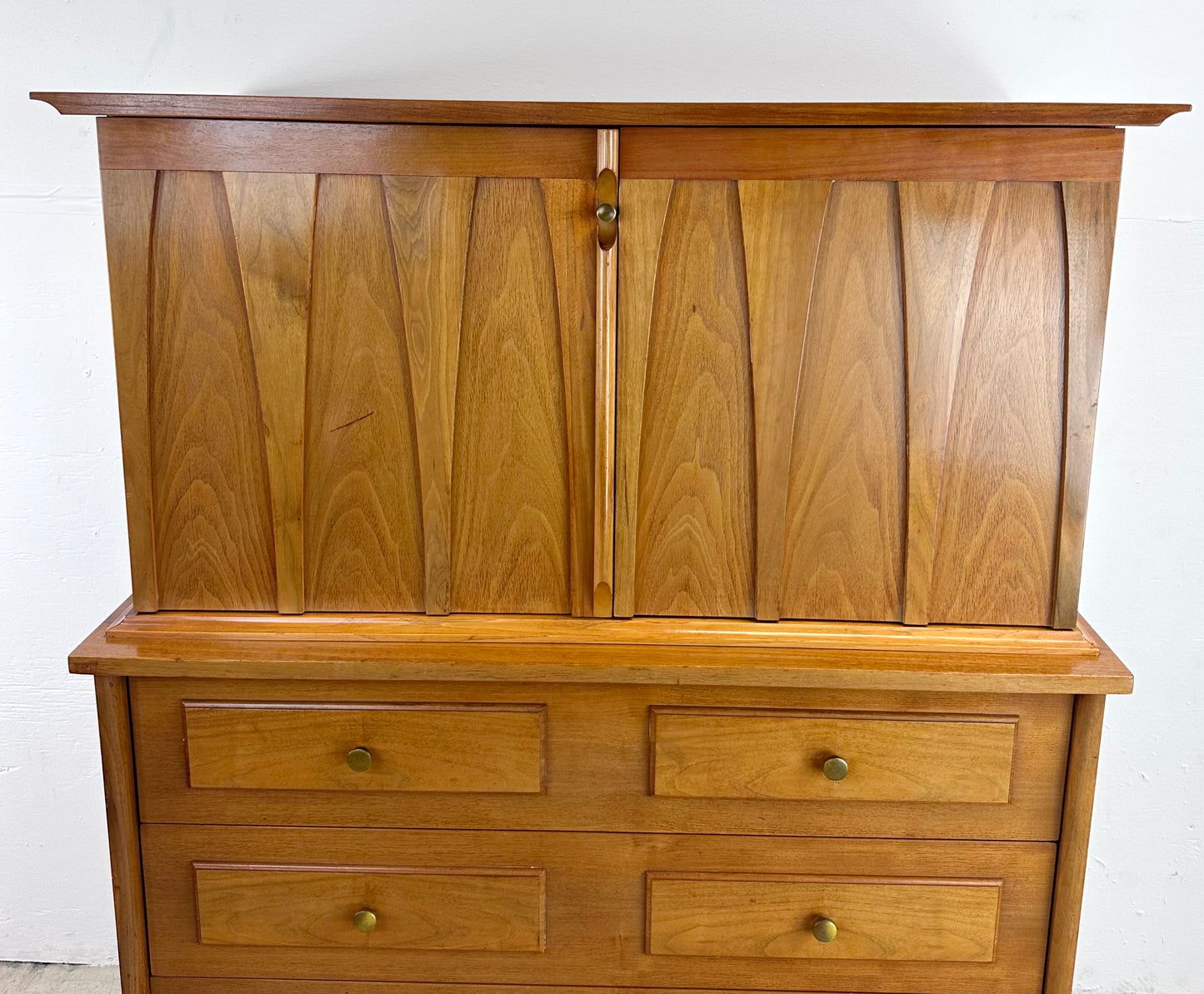 Mid-Century Highboy Dresser with Drumstick Legs