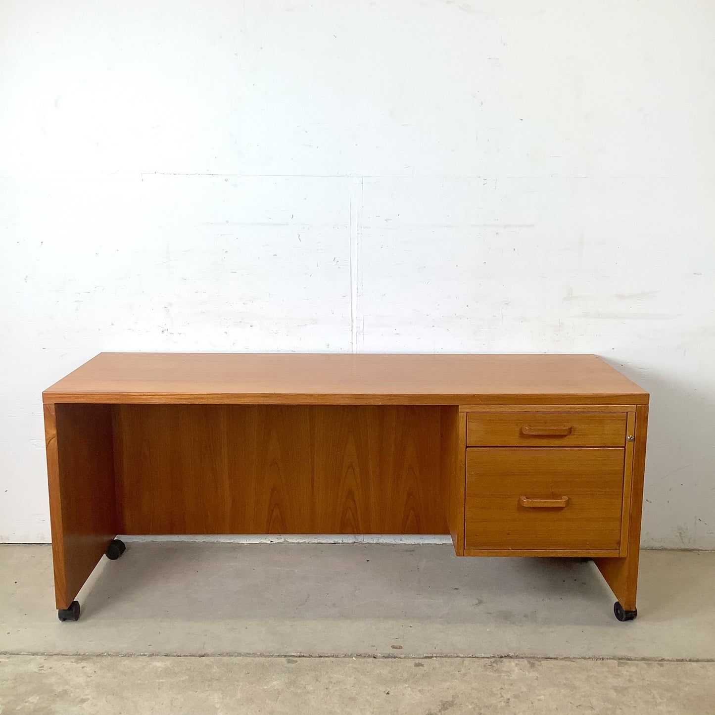 Mid-Century Danish Modern Teak Single Pedestal Writing Desk