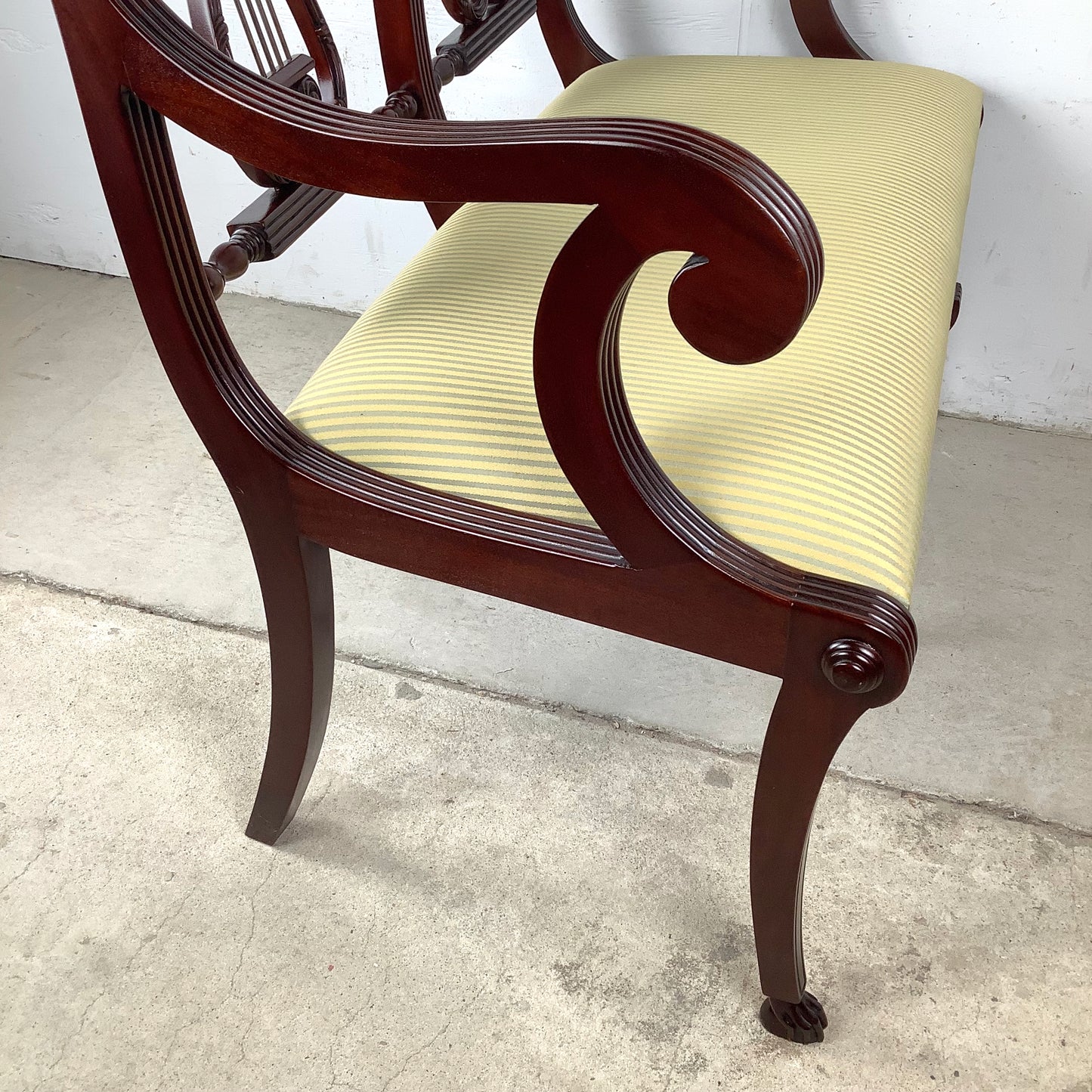 Dual Lyre-Back Mahogany Settee- Federal Revival Bench