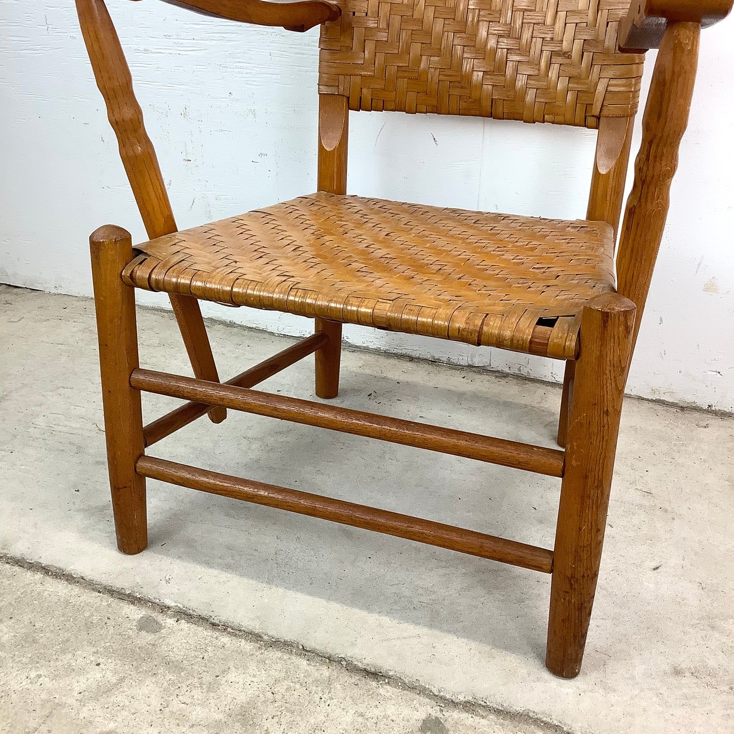 Rustic Vintage Rattan Back Armchair
