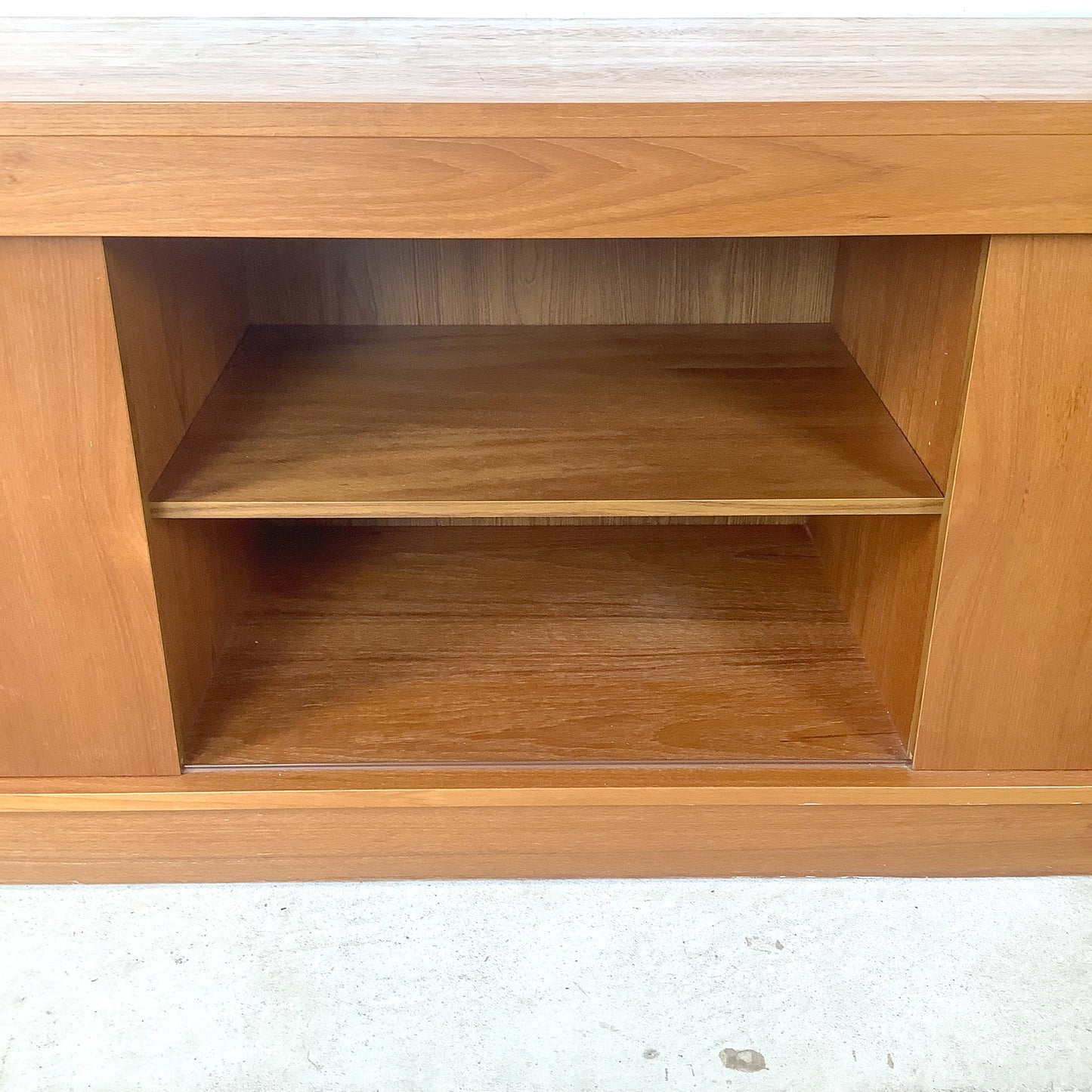 Vintage Scandinavian Modern Teak Credenza & Media Cabinet with Sliding Doors