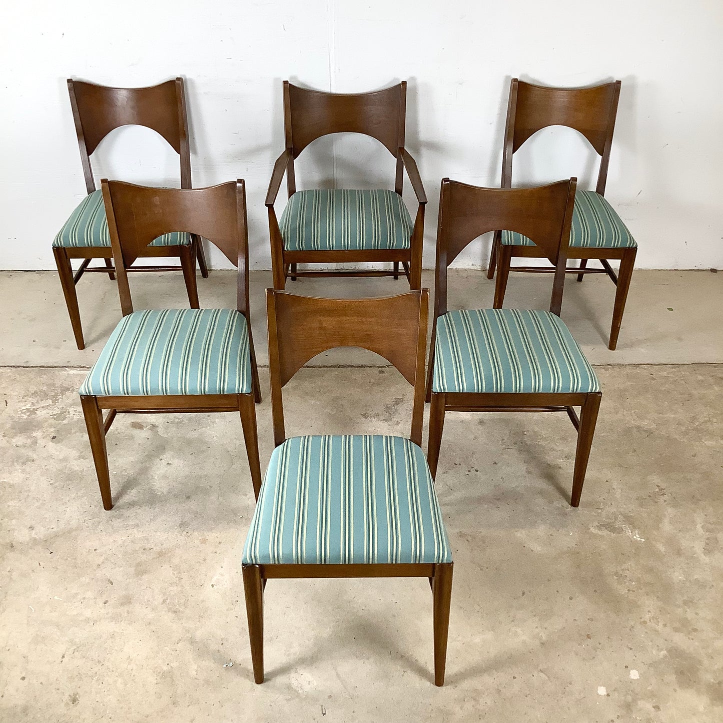 Mid-Century Broyhill "Saga" Walnut Dining Chairs-  set of Six