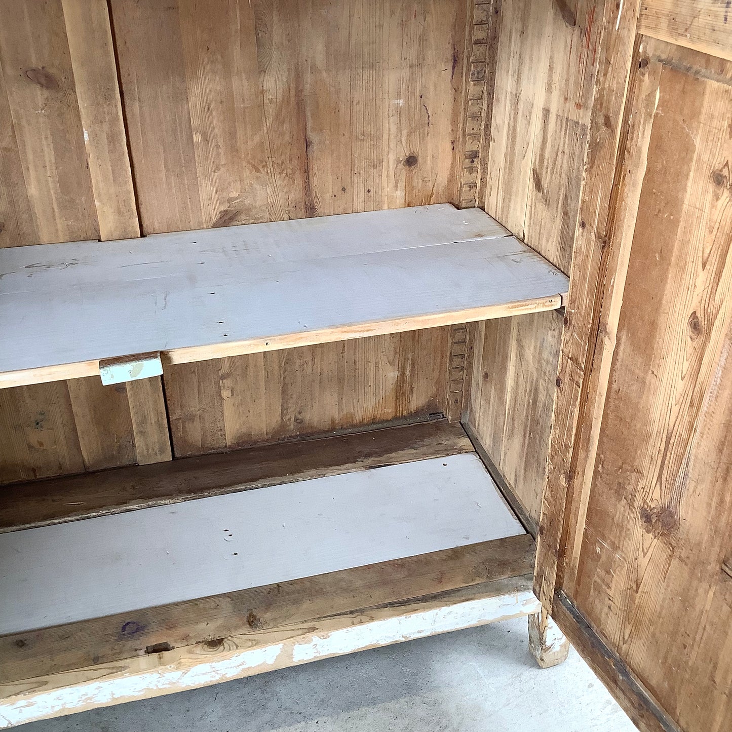 Rustic 20th Century Two-Door Cabinet – Distressed White Patina with Ample Storage