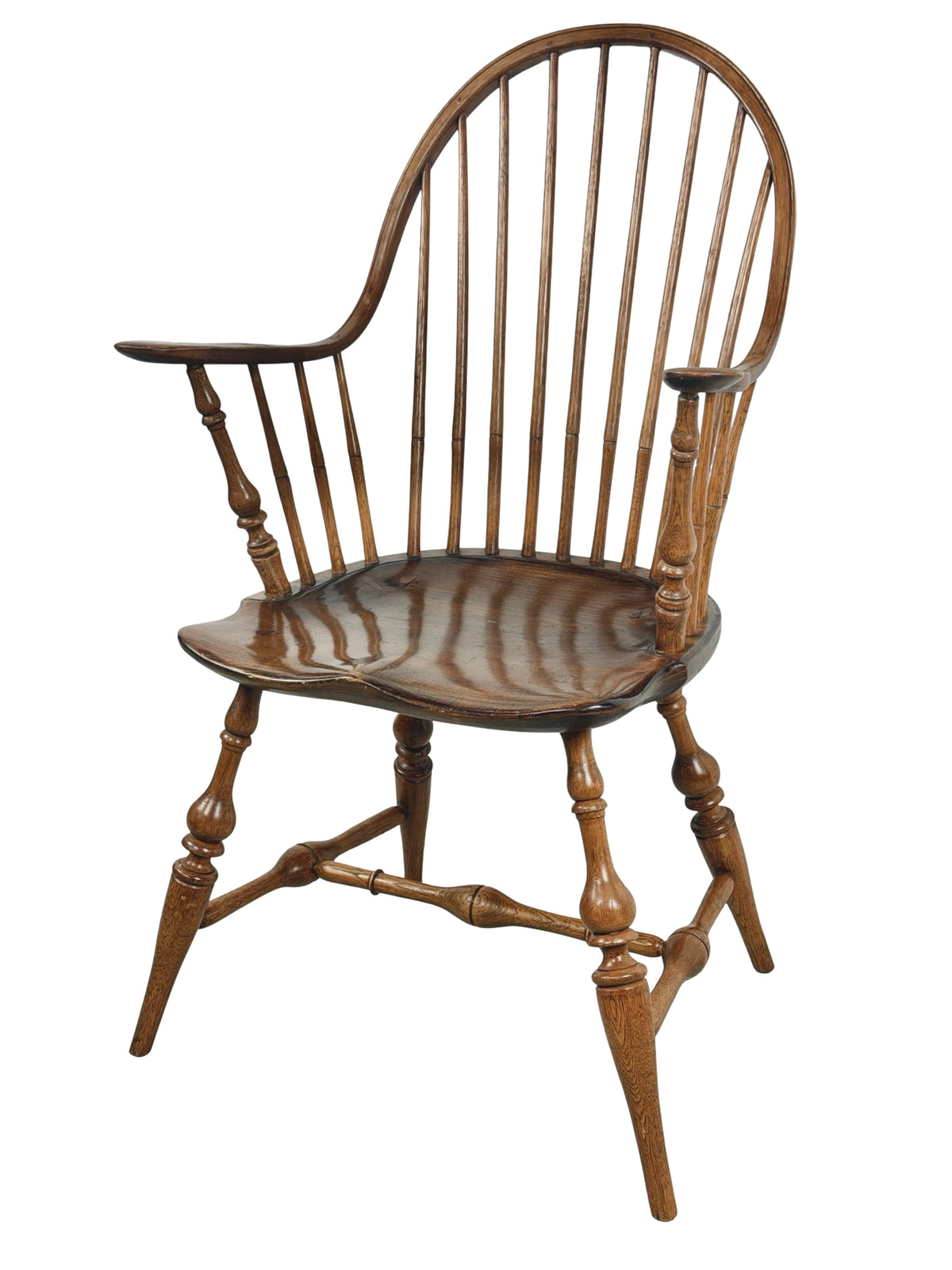 Antique Continuous-Arm Windsor Spindle-Back Wooden Chair