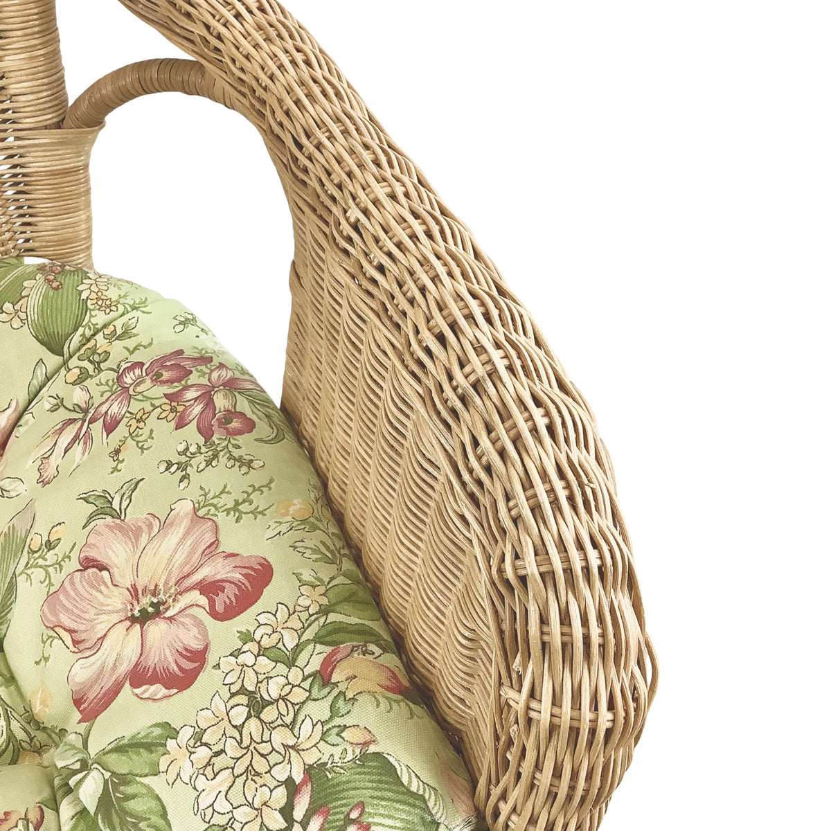 Vintage High-Back Woven Wicker Armchair