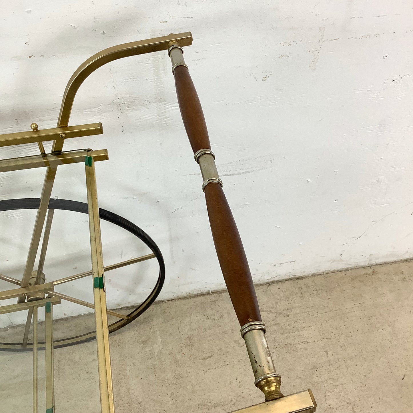 Vintage Brass and Glass Bar Cart or Tea Trolley