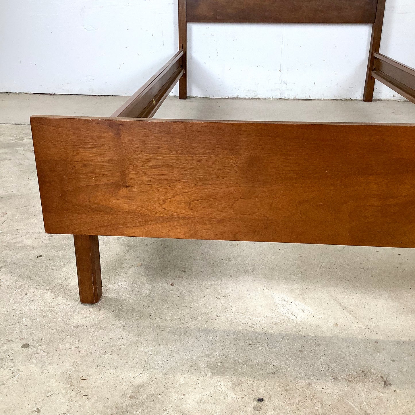 Mid-Century Walnut Twin Bed Frame – Vintage Modern Design