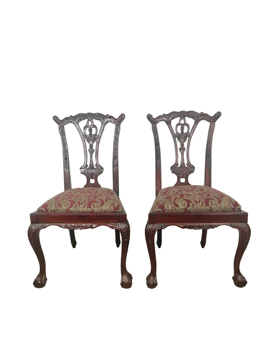 Set of 4 Chippendale-Style Mahogany Dining Chairs with Carved Ball-and-Claw Feet