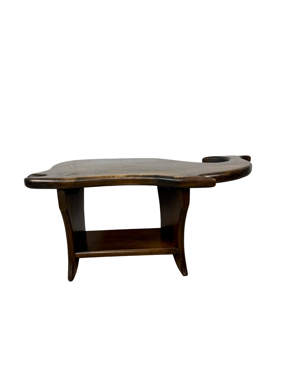 Vintage Folk Art Wooden Whale Shaped Coffee Table