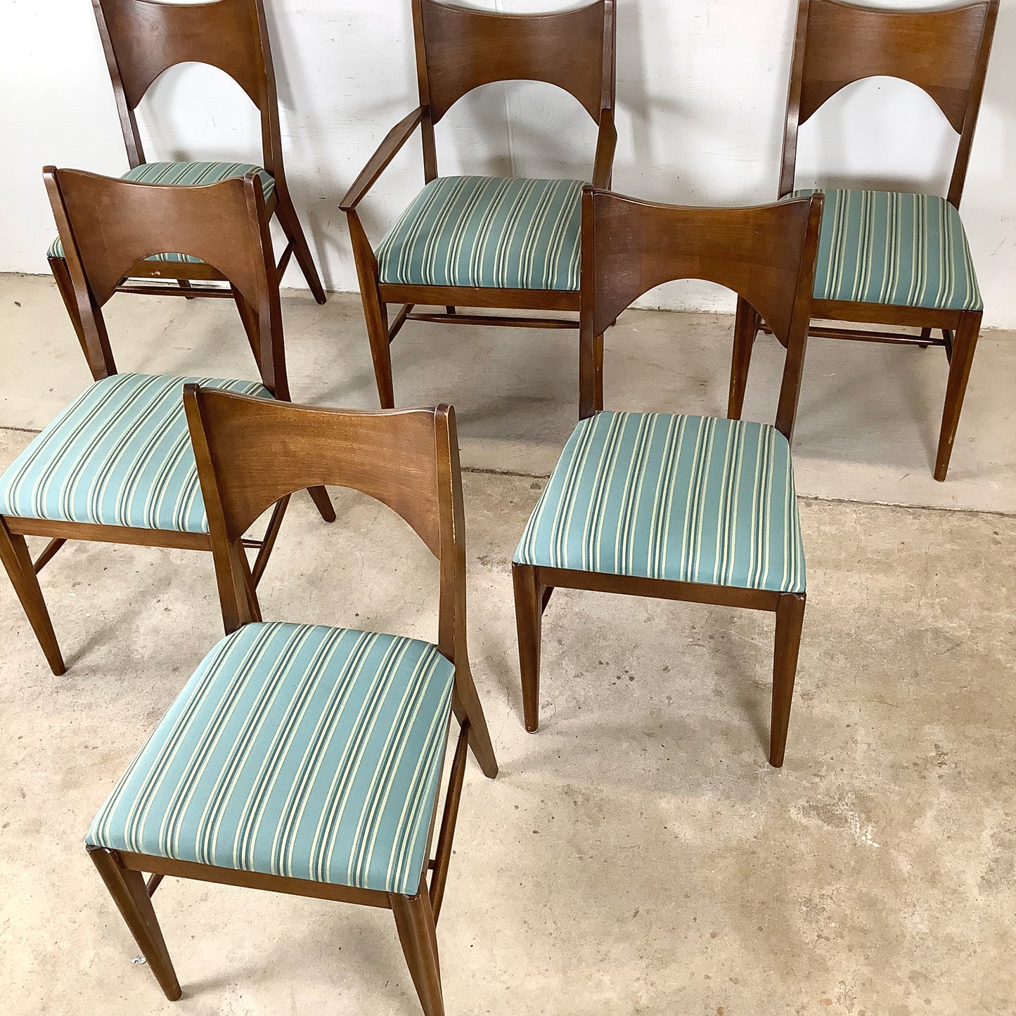 Mid-Century Broyhill "Saga" Walnut Dining Chairs-  set of Six