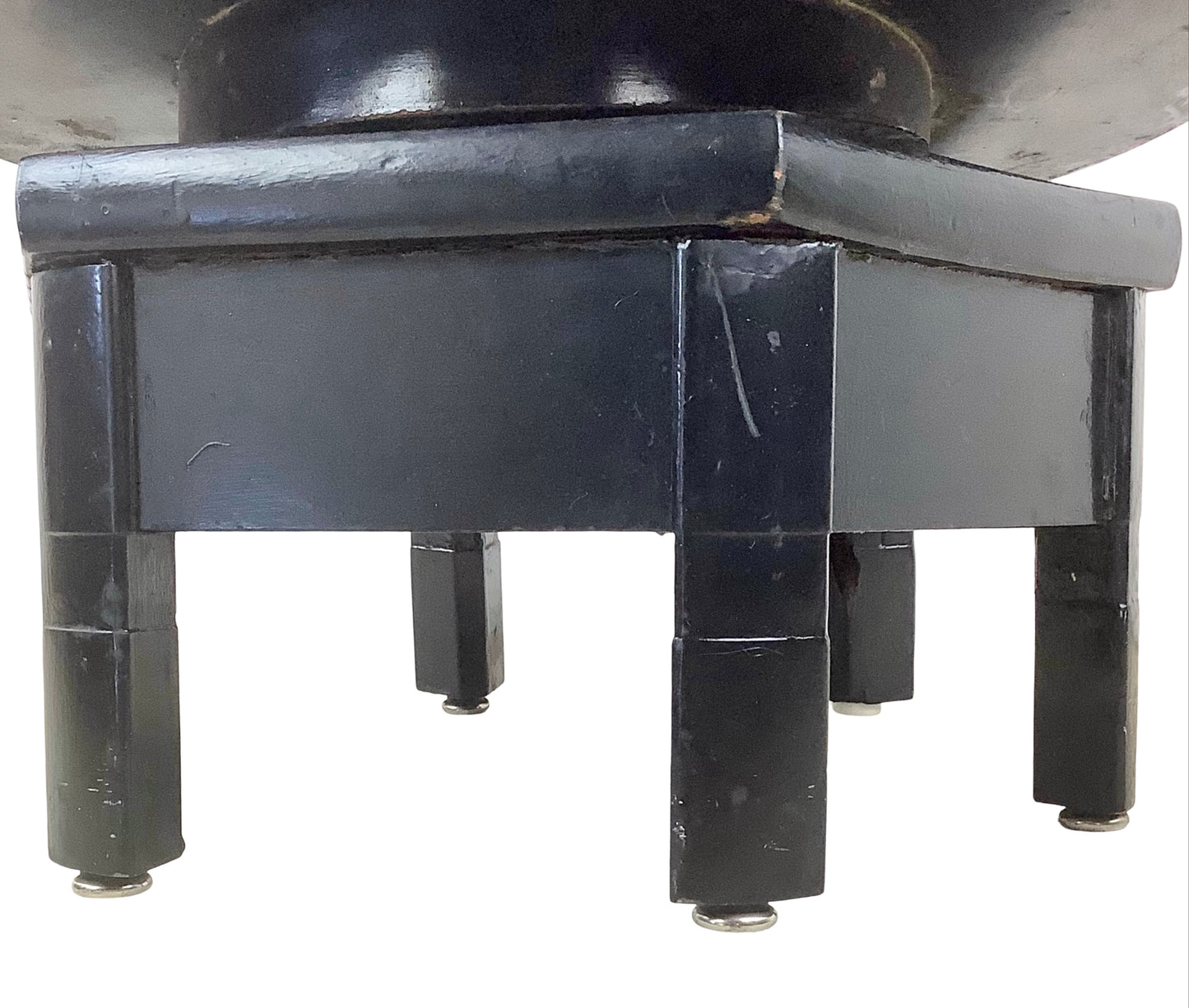 Vintage Black Lacquer Cane Swivel Chair