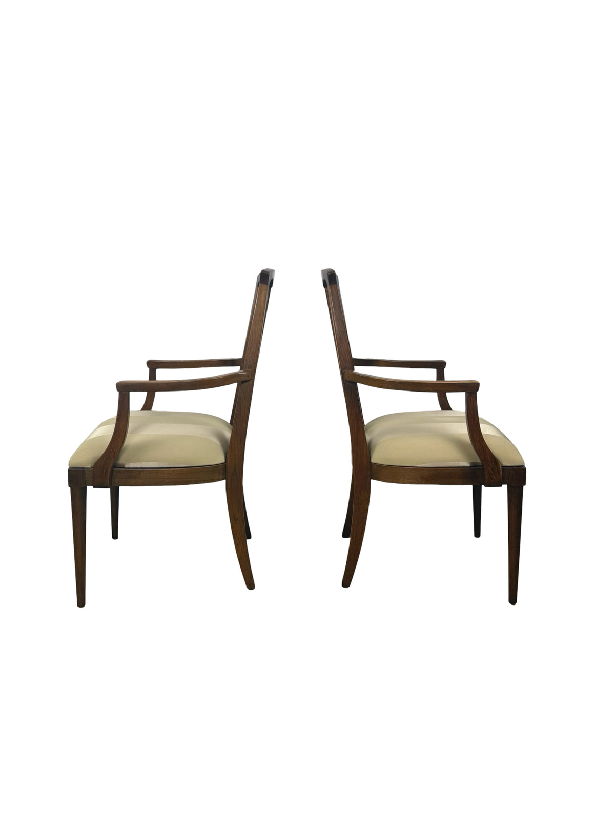 Pair of Mid-Century Modern High-Back Cane Dining Armchairs, Stamped Denmark