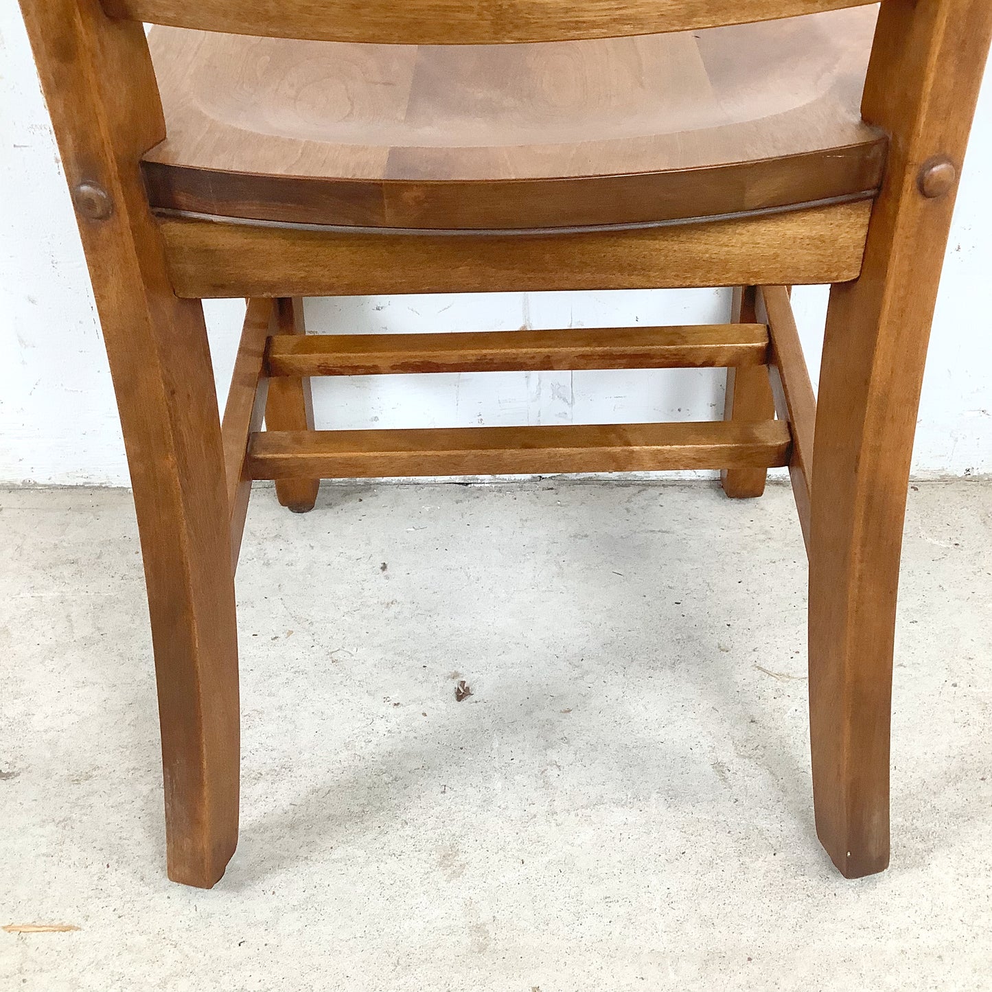 Vintage American Schoolhouse Chair — Solid Wood Slat Back, Saddle Seat