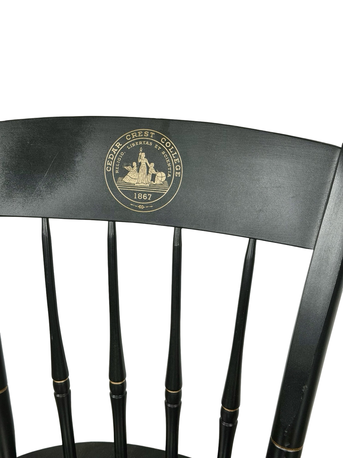 Pair of Vintage Nichols & Stone Windsor Side Chairs with Cedar Crest College Crest