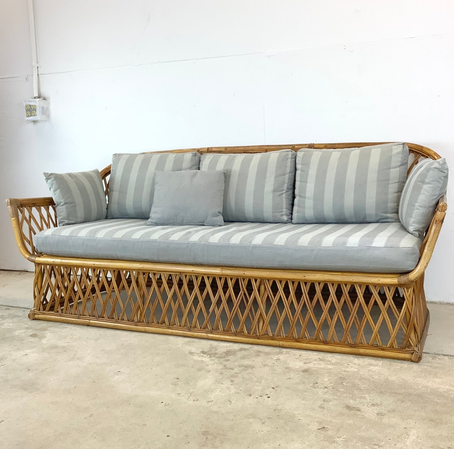 Vintage Boho Coastal Split Reed Sofa