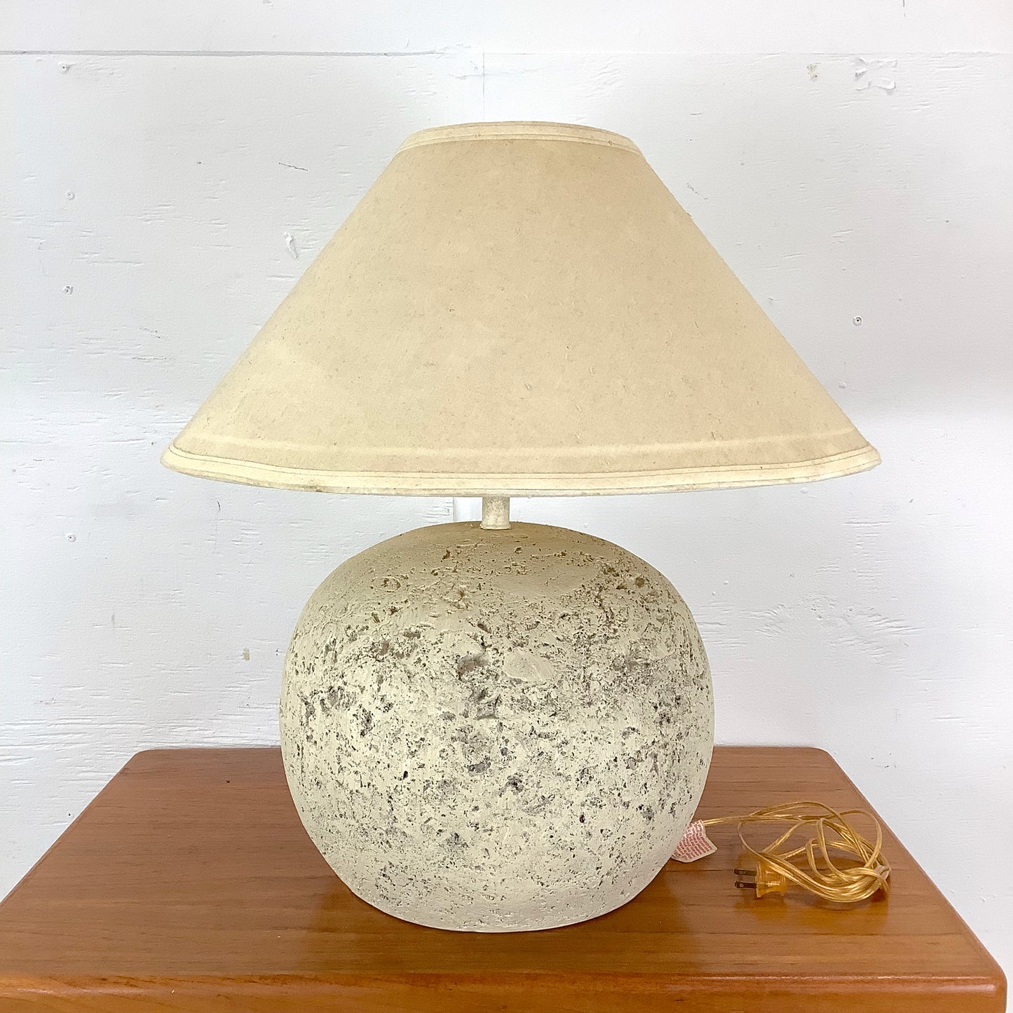 Coastal Modern Orb Lamp in Natural Coral Stone With Shade