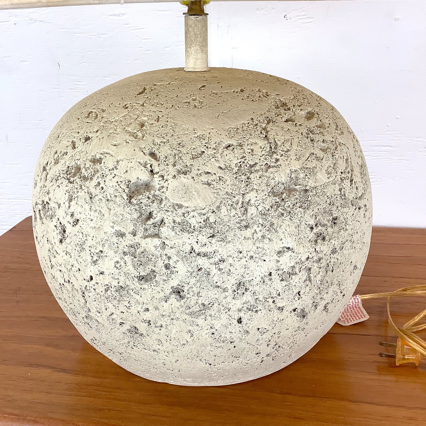 Coastal Modern Orb Lamp in Natural Coral Stone With Shade
