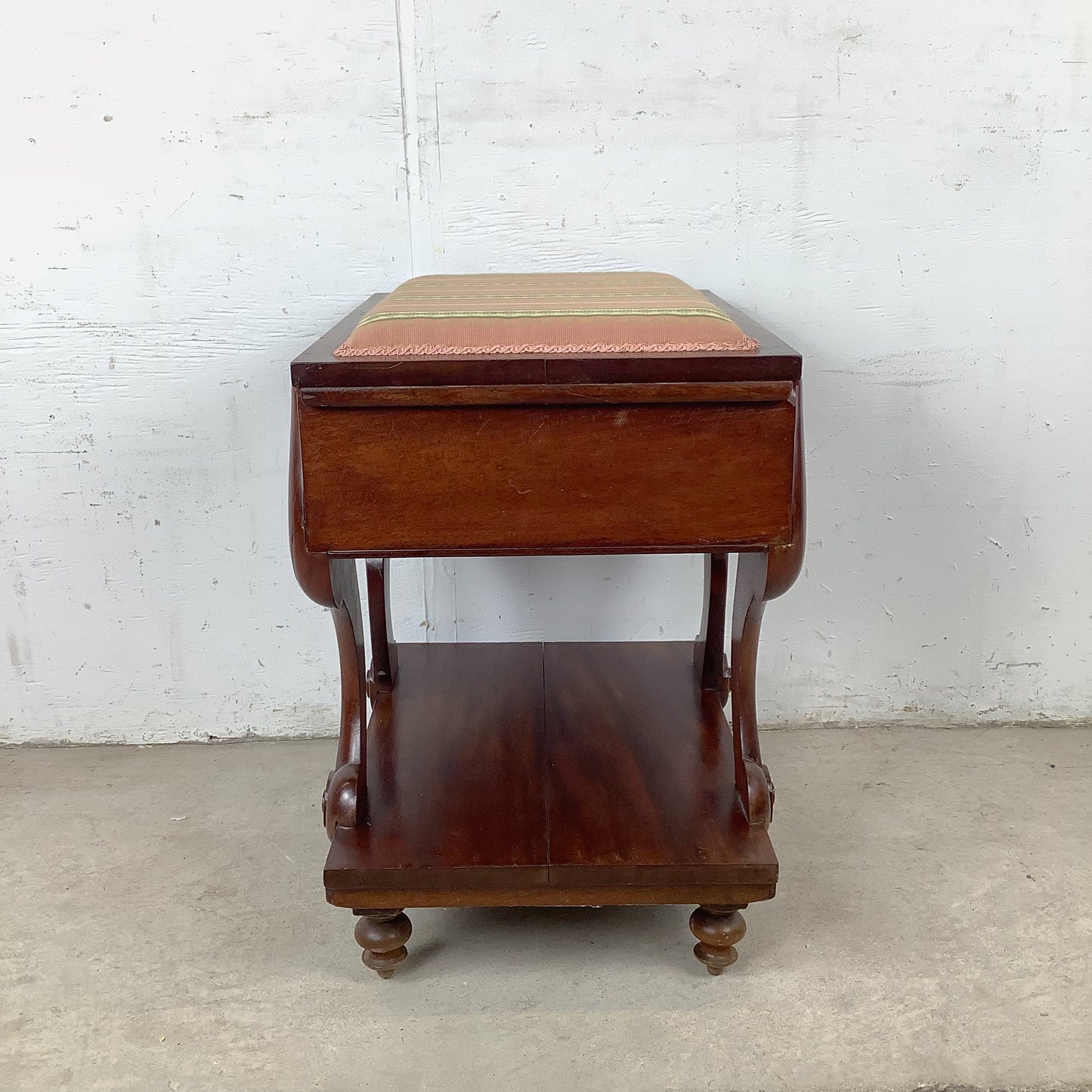 Neoclassical Revival Stool with Storage and Upholstered Top