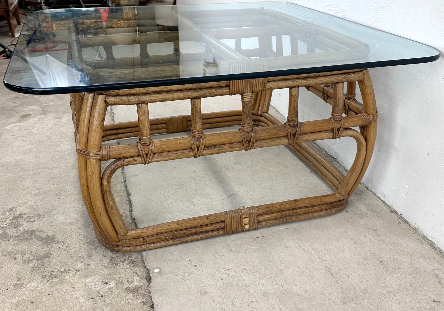 Ficks Reed Bamboo and Glass-Top Coffee Table,