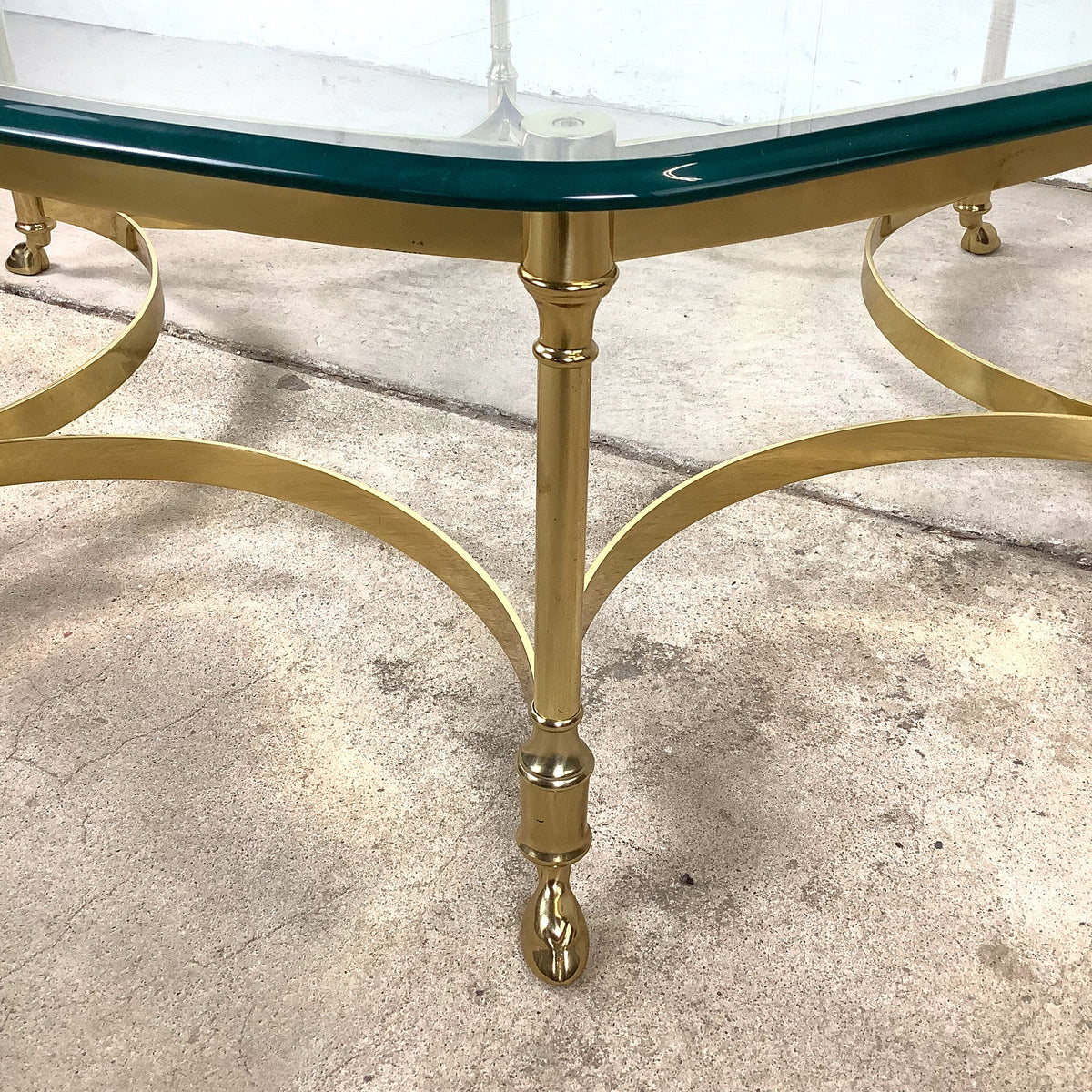 Sculptural Hollywood Regency Brass &amp; Glass Coffee Table